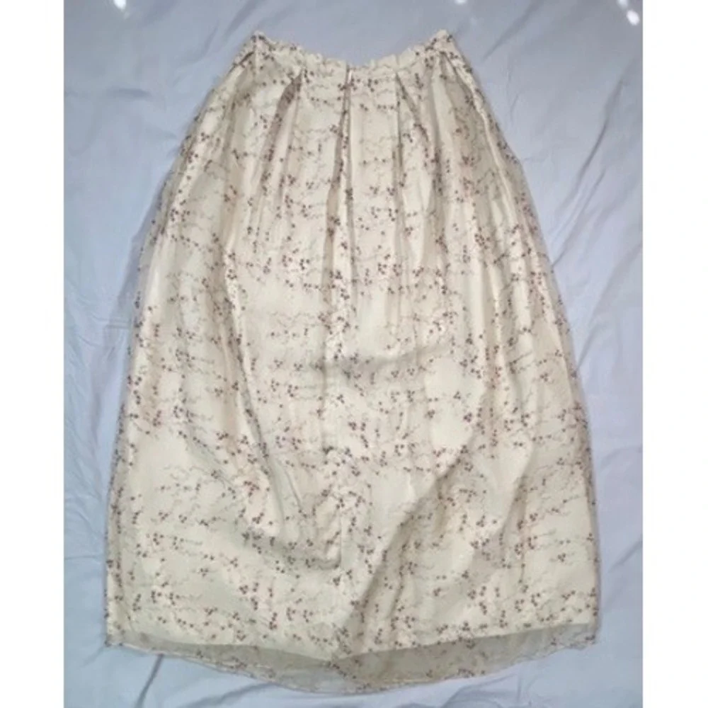 Silk Club Collection Vintage 100% Silk Floral Maxi Skirt Cream Purple Womens 6